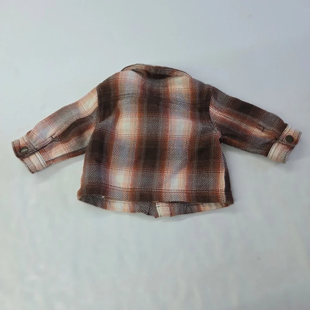 Old Navy‎ Plaid Shacket Kids 0-3 Months Brown Cotton Snap Front Shirt Jacket